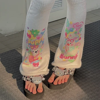חדש Kawaii Y2K ארנב מחממי רגליים יפני פאנק ילדה הרגל לכסות Knittted חמוד נשים JK גרביים גותי בגדים ואביזרים