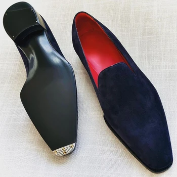 חדש נעלי גברים נעלי זמש דמוית צבע מוצק אופנה עסקי מזדמן מסיבת יומי קלאסי פשוט להחליק על רטרו להתלבש נעליים CP152