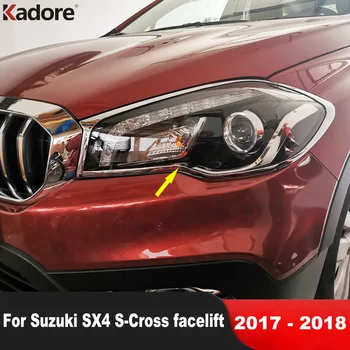 חזית הראש אור המנורה לכסות לקצץ סוזוקי SX4 S-קרוס מתיחת פנים 2017 2018 Chrome הרכב פנס פנס אביזרים לחיתוך