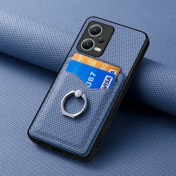 חריץ כרטיס הארנק במקרה פוקו X5 F5 X4 X3 NFC GT M3 M4 Pro M5S F4 F3 סיבי פחמן מגנט הטבעת רגלית עור חזרה Case כיסוי