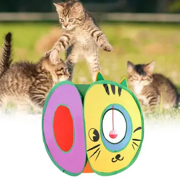 חתול המנהרה צעצוע קריקטורה צורה חורים הכדור התלוי כיכר אינטראקטיבית לחץ הקלה מתקפל חתול המחמד לשחק אוהל ציוד לחיות מחמד