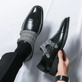 יוקרה חדש ' נטלמן נזיר רצועה ערבוב צבעים להחליק על נעלי גברים מזדמנים נעלי עסקי לבוש רשמי הנעלה Zapatos Hombre