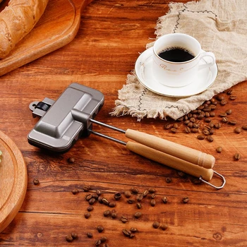 כריך מחבת הגריל מחבת על לחם טוסט ארוחת בוקר מכונת פנקייק להכנת פלדת אל-חלד דו-צדדי שאינו מקל מתקפל