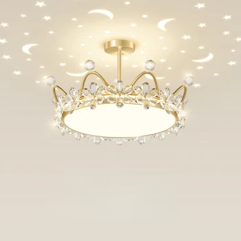 כתר מנורת תקרה נורדי יצירתי כוכב המנורה ילדים חדר נסיכה קריסטל פרח השינה מנורת אור יוקרה בסלון מנורה