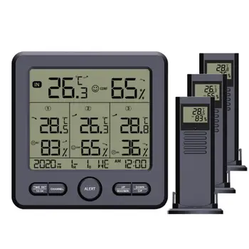 מדחום דיגיטלי תחנת מזג אוויר חיצוניים מקורה טמפרטורה מד לחות הביתה לחות חיישן אלחוטי תצוגת LCD