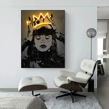 מודרני הזמרת המפורסמת פוסטרים, הדפסים הכתר האישה בד ציור קיר אמנות תמונות עבור הסלון עיצוב הבית Cuadros