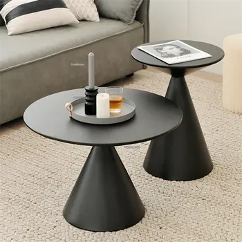 מודרני מתכת קפה שולחן סלון ריהוט אור יוקרה ספה שולחן צד מודרני פשוט אישיות מעצב סביב שולחנות תה