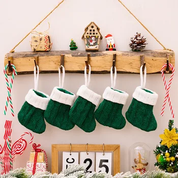 מיני חג המולד, גרביים, לסרוג גרב חג המולד תלוי קישוט הבית 2023 עץ חג מולד קישוט מתנה Navidad נטאל 2024