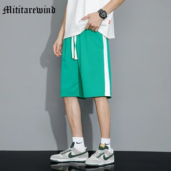 מכנסיים קצרים לגברים קיץ אופנה חופשי מוצק רב-תכליתי יומיומי הברך אורך המכנסיים Oversize ההגירה קוריאני סגנון היפ הופ אופנת רחוב נוער