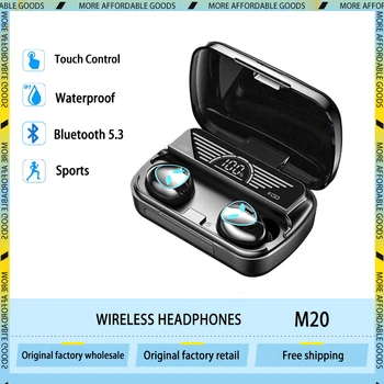 מקורי M20 TWS אוזניות אלחוטיות עם מיקרופון. Bluetooth 5.3 אוזניות HD סטריאו ספורט אוזניות עמיד למים אוזניות עבור כל הטלפונים