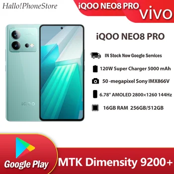 מקורי-vivo iQOO Neo8 PRO Dimensity 9200+ 5G AMOLED 144Hz 120W הסוללה 5000mAh 50MP המצלמה NFC Google OriginOS3 Android13