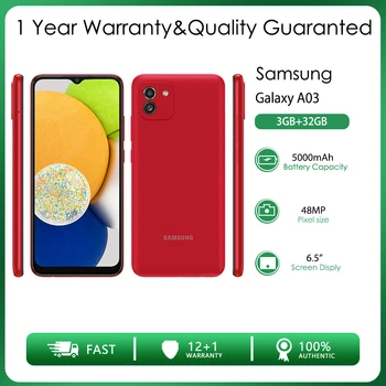 מקורי סמארטפון Samsung Galaxy A03 A035F הפנים ID 4G 2 sim Octa-core 3GB RAM 32GB ROM 48MP 6.5
