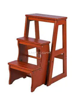משלוח חינם ביתיים פונקציה רבת מתקפלים הסולם הכיסא מיובאים מעץ מלא סולם מקורה טיפוס סולם שלושה שלבים בסולם