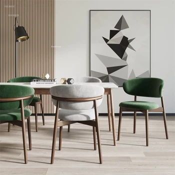 נורדי יוקרה מעץ מלא כסאות אוכל מודרניים משענת מטבח, פינת אוכל כיסא מסעדה רהיטים מעצב בד כסאות B