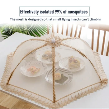 נייד מטריה אוכל בסגנון מכסה נגד זבוב, יתוש ארוחה כיסוי תחרה שולחן גדול כיסוי שולחן הביתה גאדג ' טים אביזרים 1PC