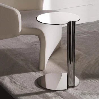 נירוסטה שולחן קפה מרפסת עגולה הקבלה נייד שולחן קפה טרקלין קטן Beistelltisch רהיטים עבור חדר GG