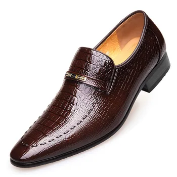 נעלי יוקרה Mens עור PU דפוס גברים לבוש עסקי נעליים מזדמנים חברתית הנעל בחתונה זכר הנעלה Zapatos Hombre 2023