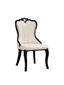 סגנון אירופאי האוכל כיסא לבן פשוט המודרנית מסעדה אופנה רך חבילה מלון הפנאי הקוריאני עור PU וילה מוצק