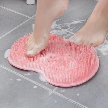 סיליקון בחזרה מברשת קרצוף האמבטיה החלקה לשטוף את משטח רגליים עיסוי מקלחת שטיח עם פראייר אמבטיה הרגל פילינג מברשת Pad