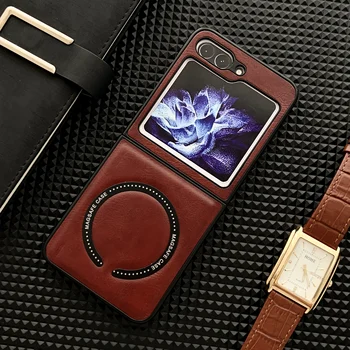 עבור Samsung Galaxy Z 5 Case Flip יוקרה מגנטי טעינה אלחוטית עבור Magsafe קיפול Shockproof הגנה אביזרי כיסוי