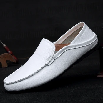 עור אמיתי Mens נעליים מזדמנים עסקי להחליק על דירות נוח רשמי נעליים פשוטות גברים מוקסינים משקל אדם נהיגה נעליים