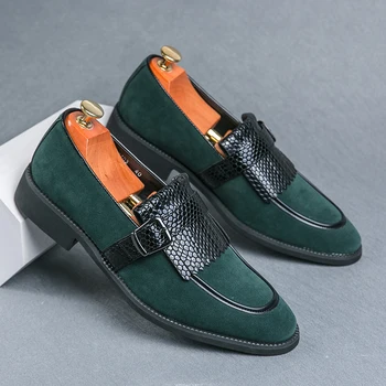 עסקי עור לגברים נעלי הקיץ להחליק על נעליים קלות לנשימה גברים מזדמנים עור רך נעליים שחור דירות נהיגה נעלי מוקסינים