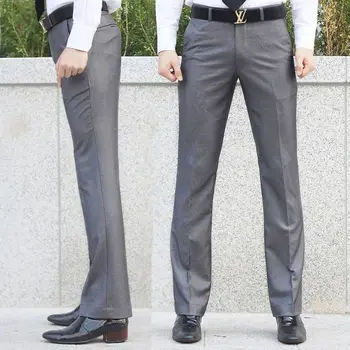 עסקים חדשים מזדמנים המכנסיים גברים מוצקים גבוהה המותניים ישר למשרד רשמי Mens מכנסיים בסגנון קלאסי חליפת מכנסיים ארוכים A44