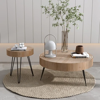 פשוט שולחן קפה נמוך ברורה עץ עגול ייחודי קישוט יפה בכניסה תה מרכז שולחן איפור Meuble ריהוט חדר שינה