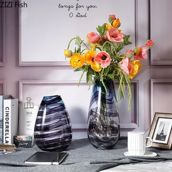 צבוע אדווה אגרטל זכוכית שקוף הידרופוני עציצים, שולחן קישוט פרחים מלאכותיים דקורטיביים סידור פרחים