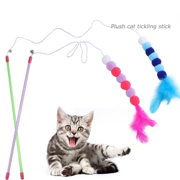צעצועים לחיות מחמד החתול אינטראקטיבי מתגרה חתול מקל כדי להקל על השעמום זמן להתמודד עם בל מתגרה חתול מקל חתול אביזרים חתול צעצועים