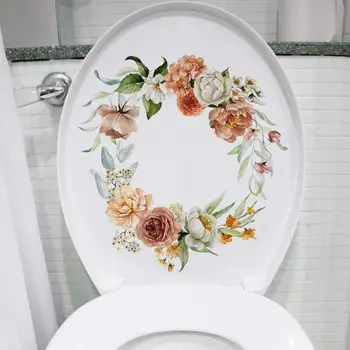 קליפת המקל מדבקות פרחים מרהיבים פרחוני שירותים מדבקת Pvc עמיד למים אמבטיה קיר אמנות מדבקות עבור צבעוני עיצוב הבית פרח