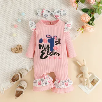רומפר עבור הפעוט 9 חודש הילדה Romper בנות תינוק בגדי קיץ ילדה קרדיגן להגדיר התינוקת בגדים בצבעים כהים