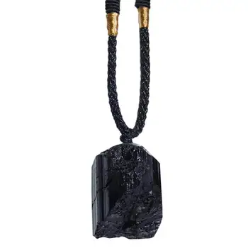 שחור, אובסידיאן השרשרת טבעי תליון עם אובסידיאן נייד גבישי קוורץ אבן חן תליון עבור חג המולד מסיבות נשים