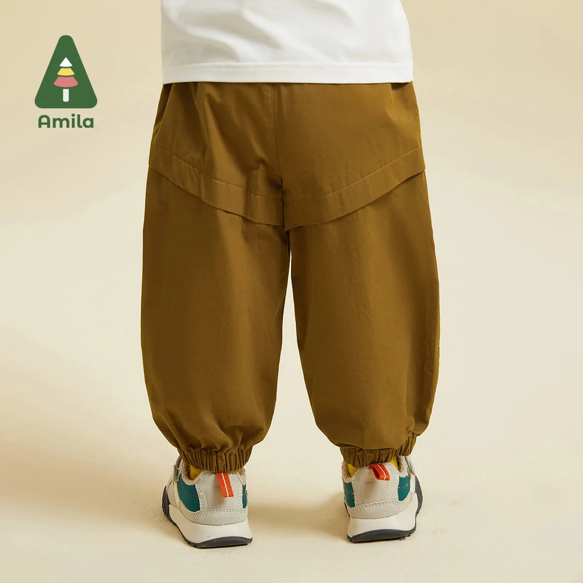 Amila התינוק תכליתי מכנסיים 2023 סתיו חדש אסימטרי החדרת מעולה סמלים אופנה מזדמנים מכנסיים הבגדים של הילדים - 1