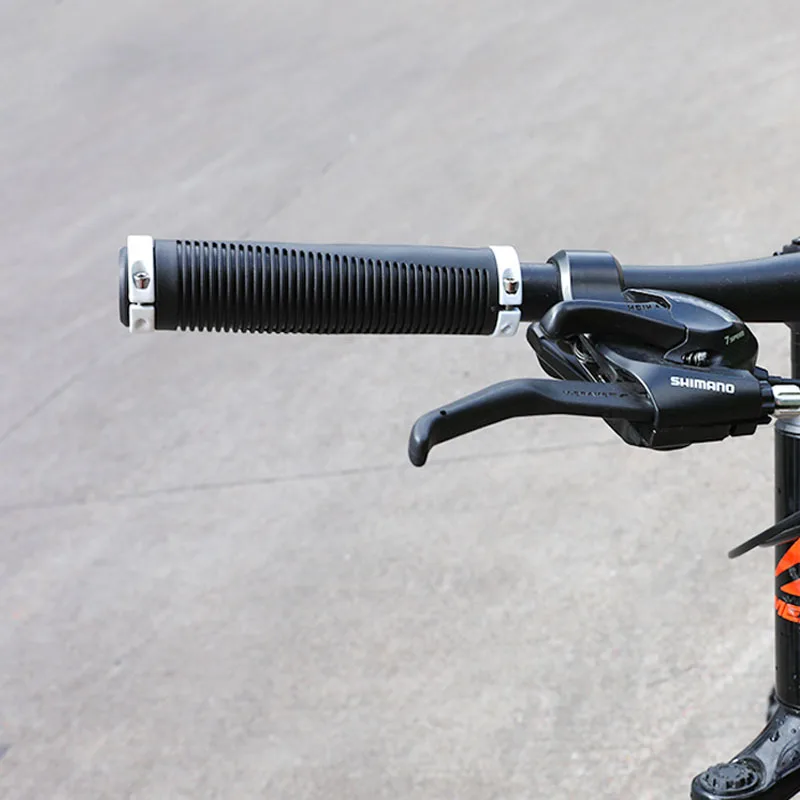 ארגונומי אופניים הכידון אוחז הלם קליטת האופניים להתמודד עם מכסה סיליקון החלקה אחיזה עם מנעול טבעת אופניים אביזרים - 1