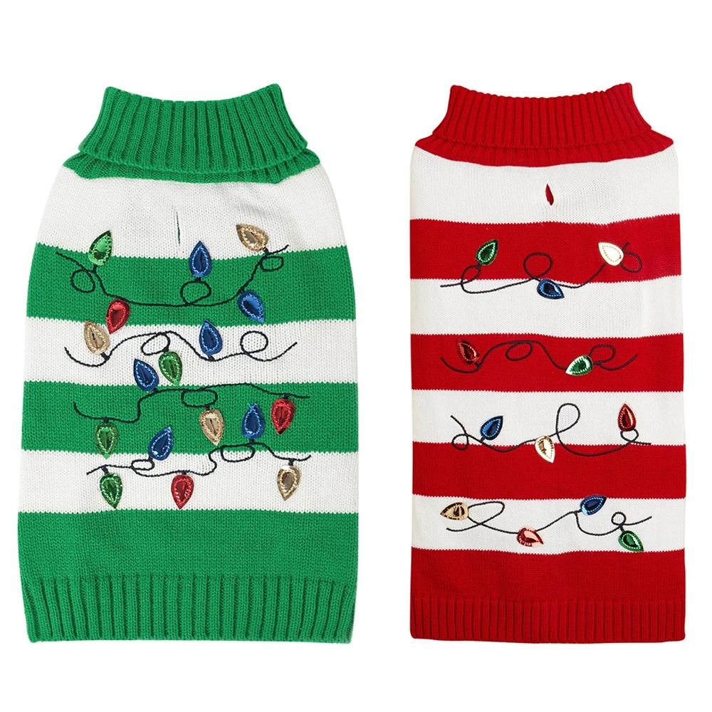 חג המולד החורף מחמד חתול כלב בגדים חמים חג המולד סוודר קטן יורקי מחמד בגדי מעיל סריגה סוודר תחפושות ואביזרים - 1