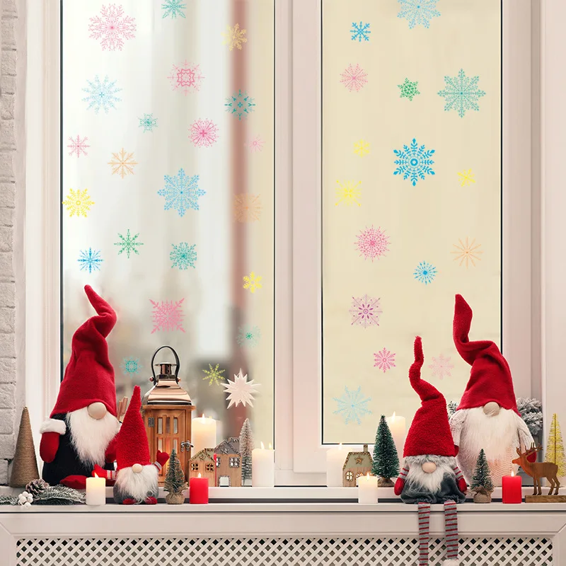חג שמח פתית שלג אלקטרוסטטית קיר מדבקת חג המולד הילדים עיצוב חדר חלון זכוכית לקישוט הבית טפט שנה חדש - 1
