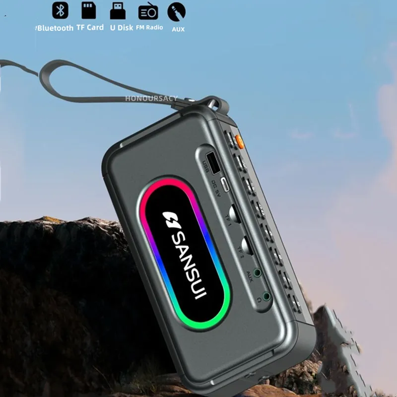 חדש Sansui F30 רטרו רדיו אלחוטי Bluetooth רמקול להכניס כרטיס Mini Plug ב-Walkman נגן מוסיקה נייד סטריאו, סאבוופר - 1