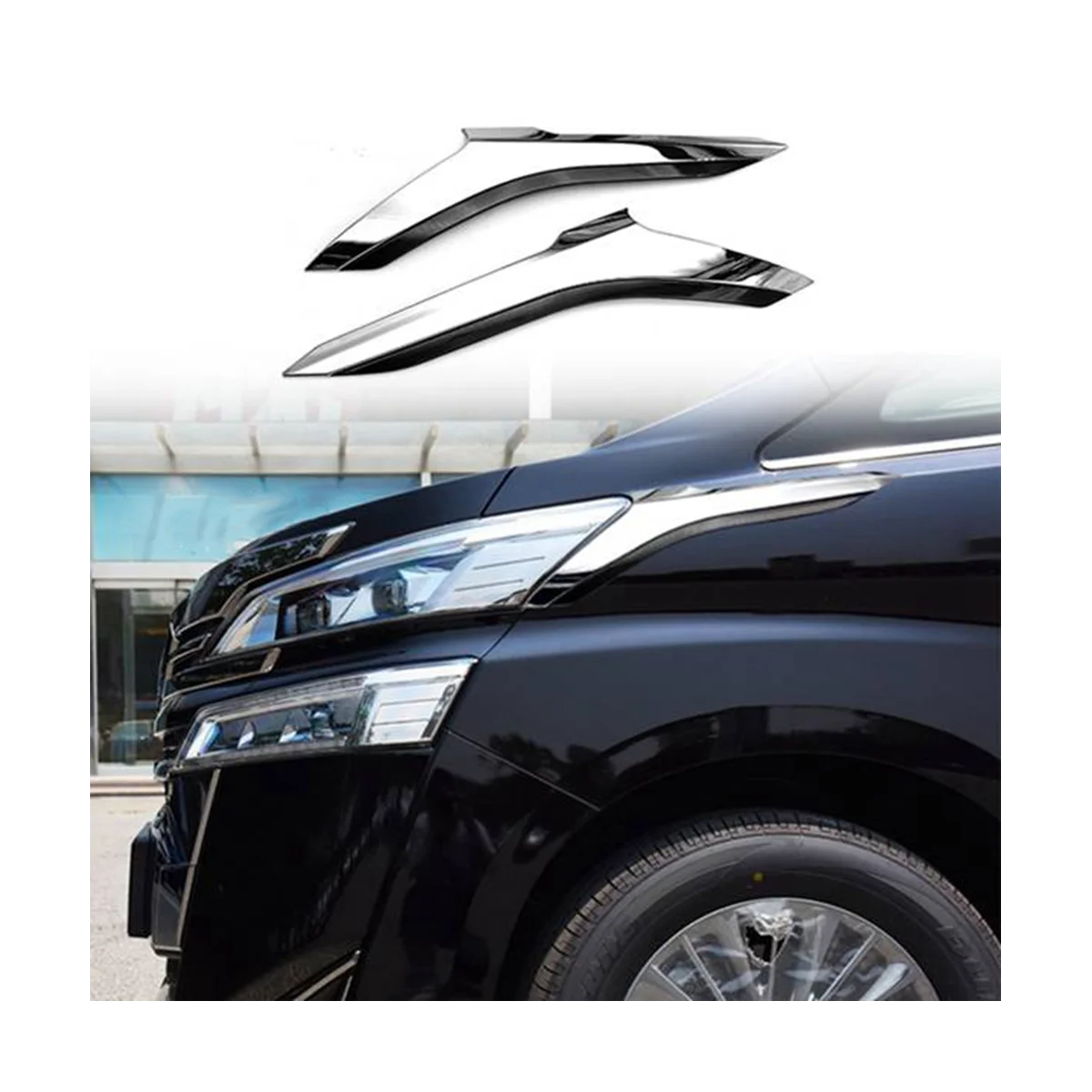 טויוטה Alphard Vellfire 2016-2019 המכונית ABS כרום קדמי פנס מנורת לכסות מקשטים רצועת הגבה לכסות לקצץ - 1