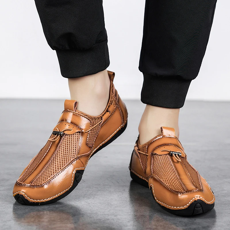 Chaussures באיכות גבוהה נעלי גברים פרה נעלי גומי עסקים להחליק על עור מוקסינים נהיגה ברכב נעליים אופנתיים לקיץ - 2