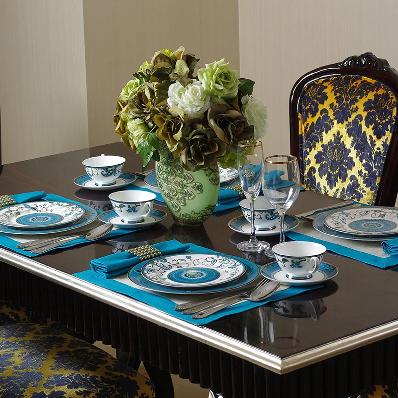 Jingdezhen שולחן קרמיקה פורצלן צלחת מלון יוקרה עצם סין המערבי ערב סט צלחת - 2