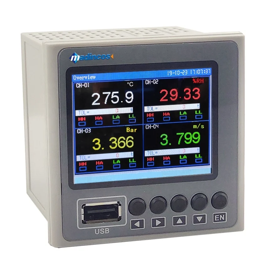 MPR400: 4 כניסות דיגיטליות אוניברסליות ללא נייר הפרש הלחצים עגולה תרשים מקליט עם RS485,פיצוי טמפרטורה - 2