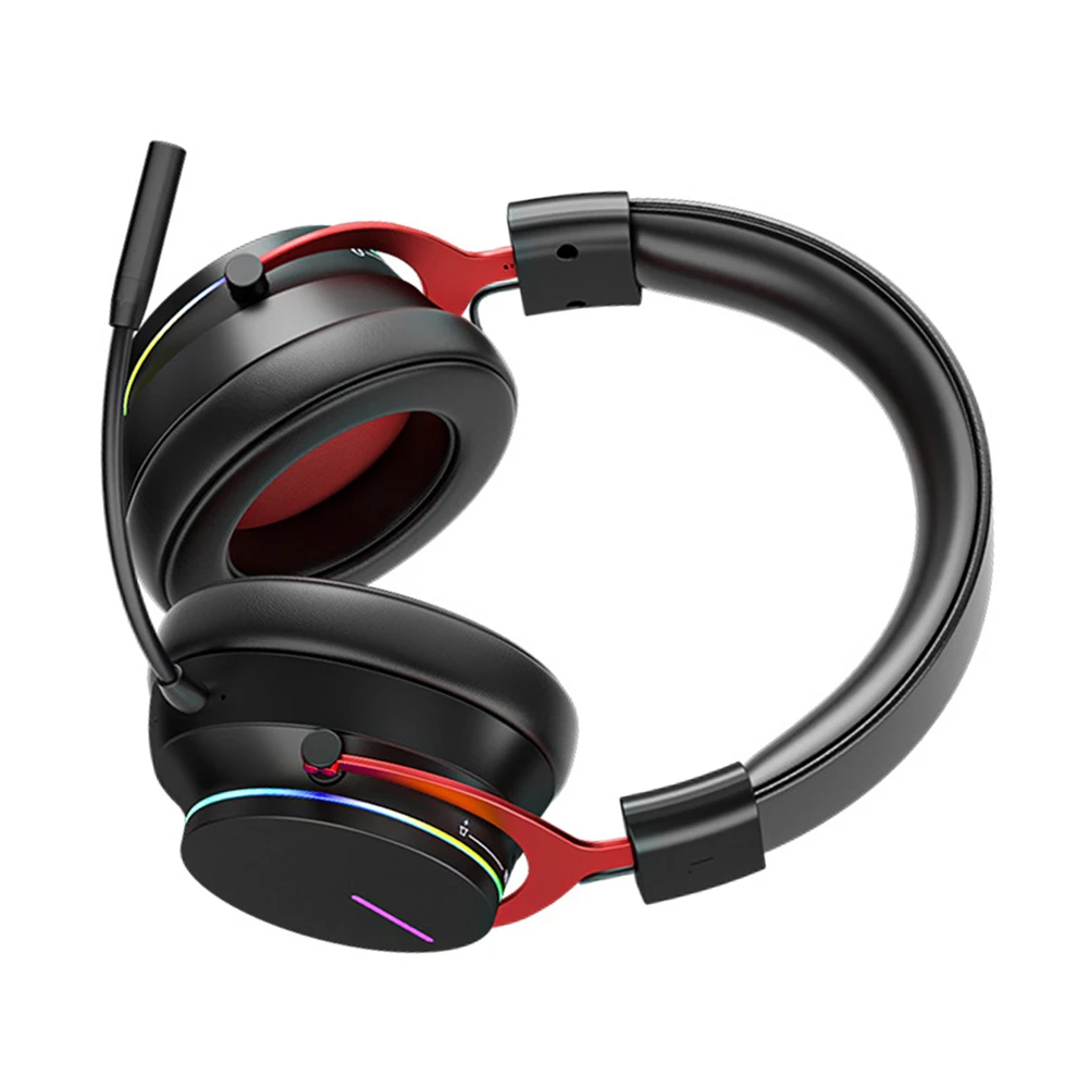 Wireless Gaming אוזניות Bluetooth תואם RGB אור המשחקים Overear לחיבור נוח איזון התאמת למחשב נייד - 2