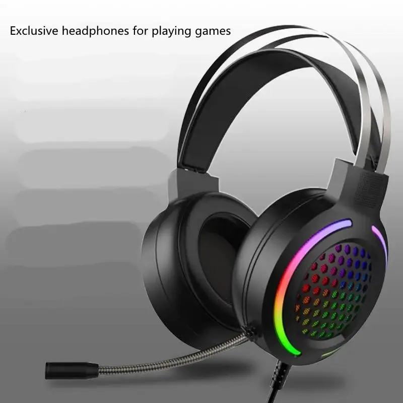 זוהר RGB המשחק אוזניות עם קווי USB עבור רשת מחשבים בכיתה ראש רכוב אוזניות - 2