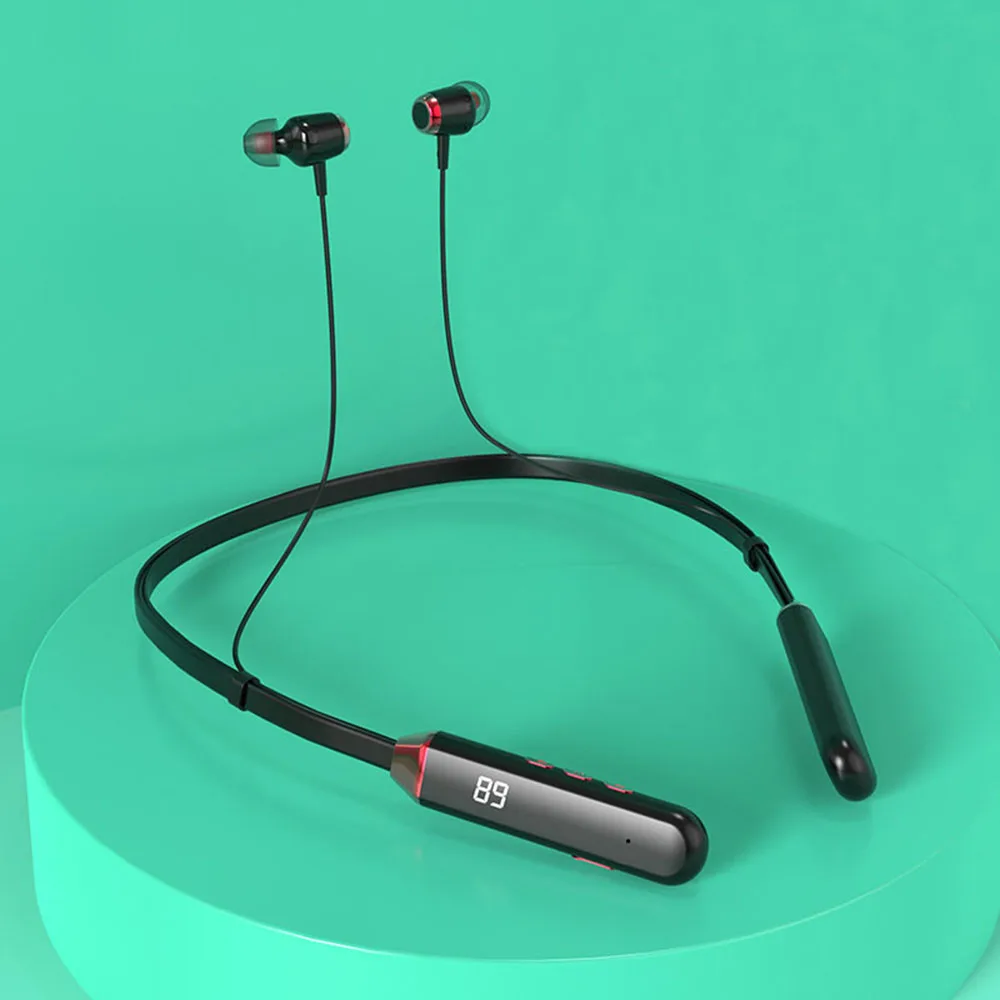 Bluetooth אלחוטית תואמת אוזניות מגנטי ספורט הפעלת הדיבורית 9D כבד בס LED דיגיטלי תצוגת הפחתת רעש אוזניות - 3