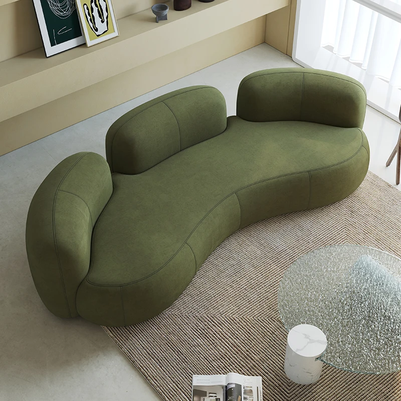 בצורת קשת ספה גודל יחידת ירוק ספה לסלון שלושה האדם חלבית קטיפה בד מעצב ספה - 3