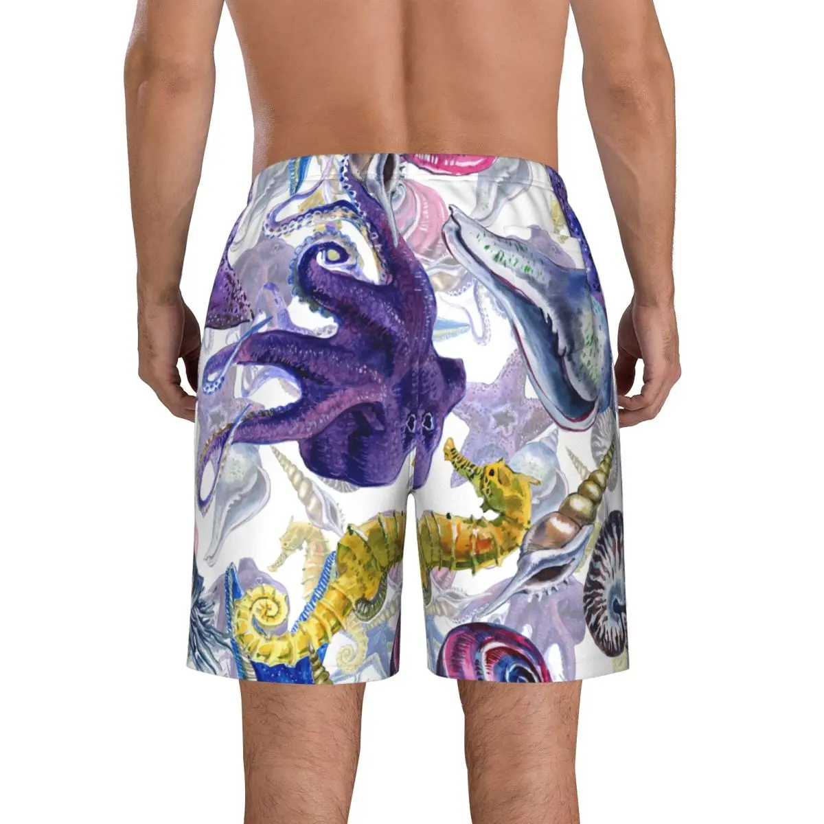 גברים חוף קצר מהיר ייבוש שחייה המטען בצבעי מים חוף צדפים יצורים תת בגדי ים בגדי ים בגד ים קצר - 3