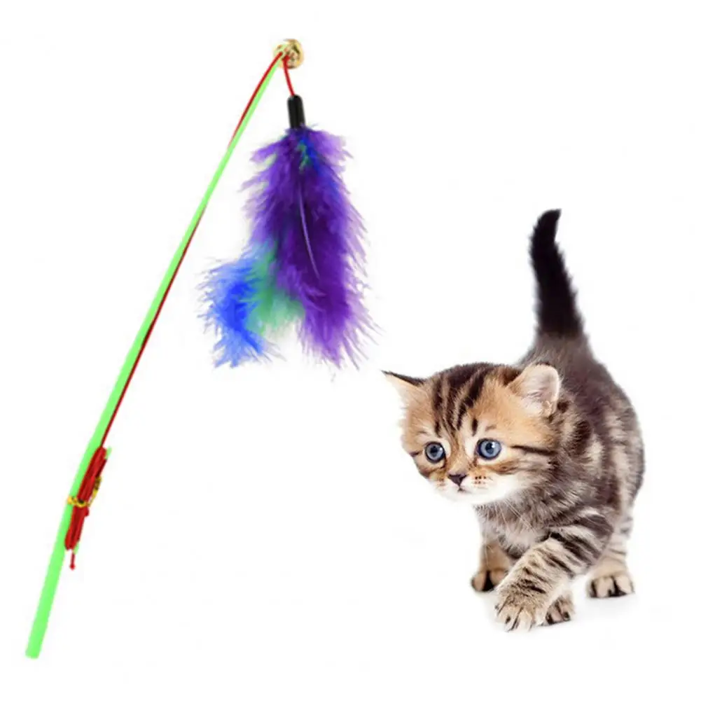 מעשי בל צעצועים קל לאחסון צבע נוצה פעמונים חתול מקל קל לנשיאה ססגוניות מצחיק לתקוע בשביל הכיף - 3