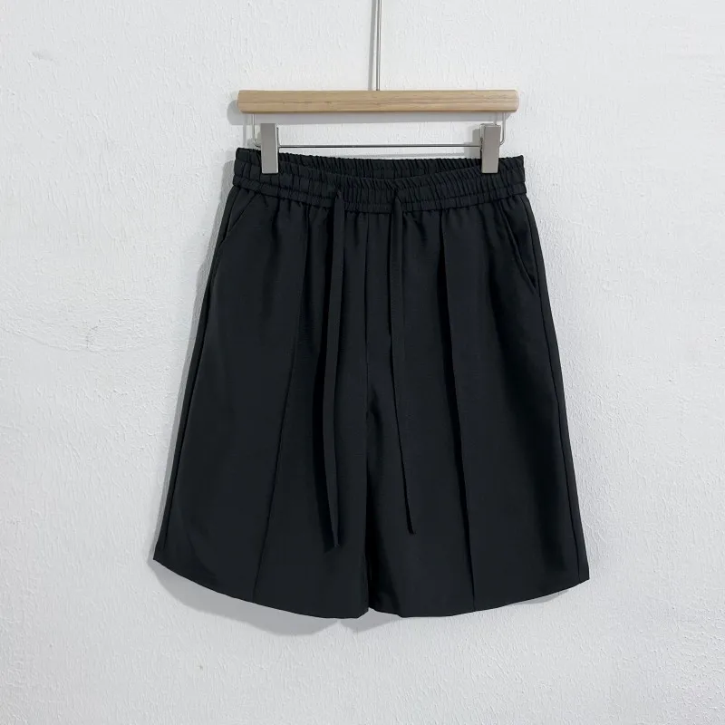 קוריאני אופנה קיץ ישר חליפת מכנסיים קצרים לגברים Calssic מוצק צבע באגי מזדמנים מכנסיים קצרים זכר Ealstic המותניים אורך הברך - 3