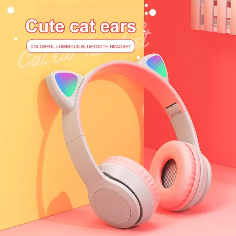 1/2PCS אוזניות אלחוטיות חתול האוזן Gaming Headset זוהר אור קסדות חמוד ספורט מוסיקה אוזניות עבור ילדים ילדה - 4